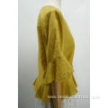 Yellow Women's V-neck Flare Sleeve